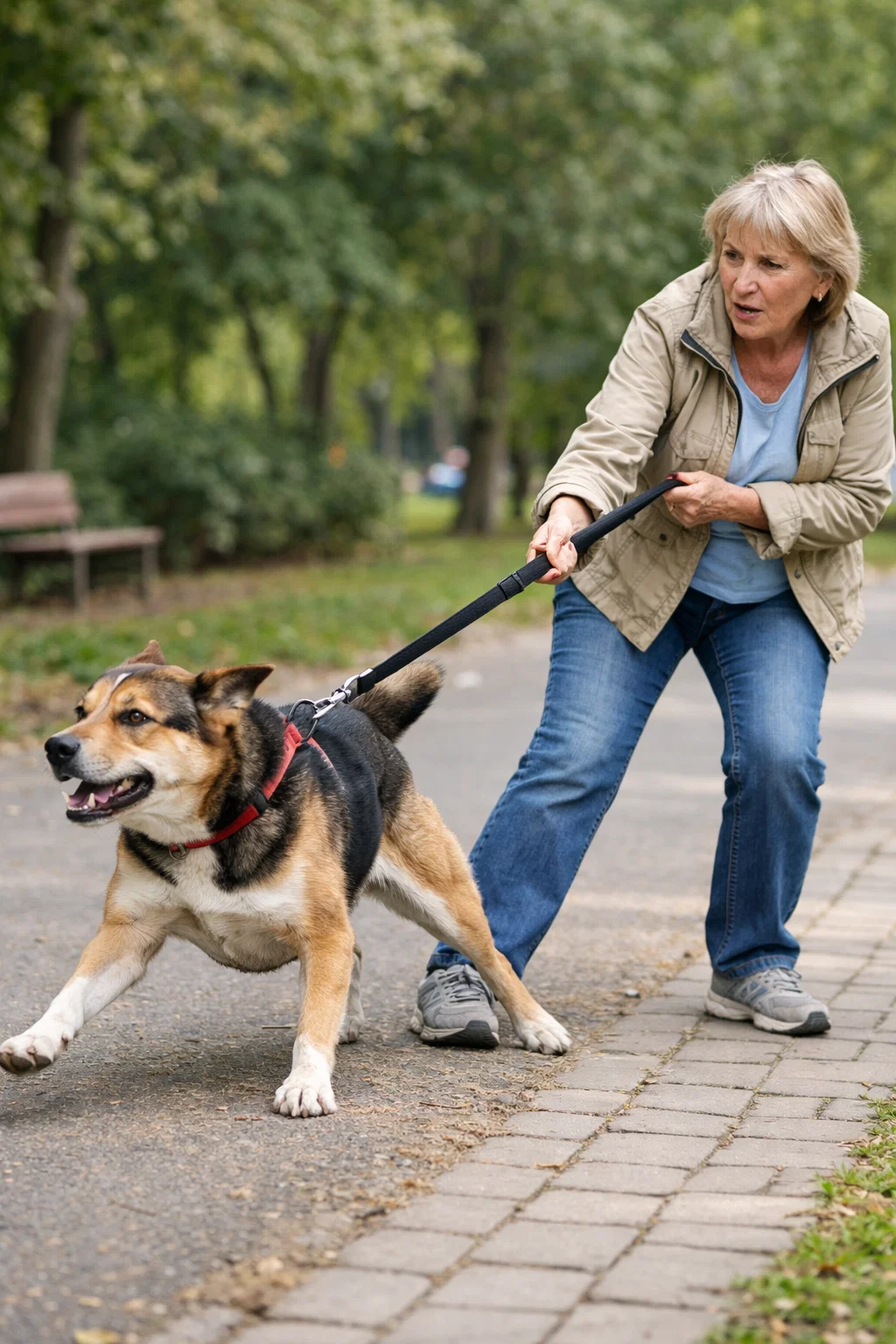 Hund zieht an der Leine